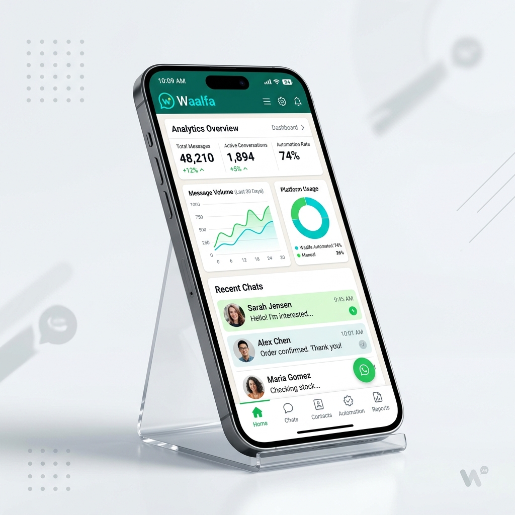 Waalfa WhatsApp Business Automation Mobile UI